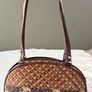 Vintage Elegant Brown Woven Handbag
